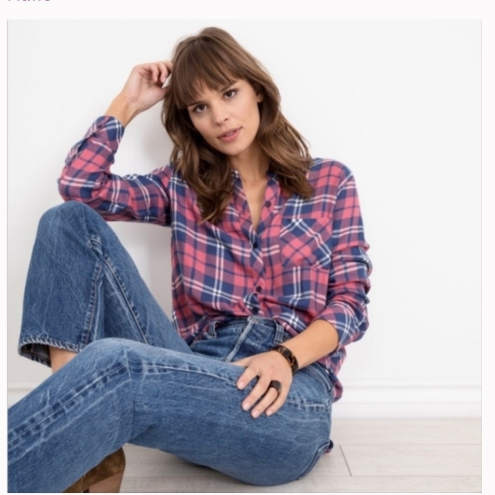 Rails Plaid Button-Up Shirt, size medium.